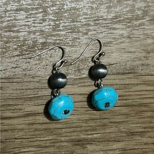 Faux Navajo pearl and faux turquoise beaded earrings